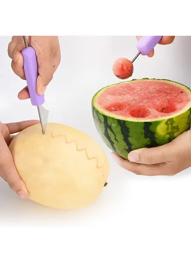 3-in-1 Watermelon Scoop Slicer Fruit Knife Seed Remover Separator for Watermelon Ice Cream (No FDA, BPA-Free) - Random Color