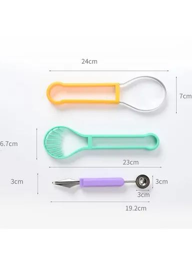 3-in-1 Watermelon Scoop Slicer Fruit Knife Seed Remover Separator for Watermelon Ice Cream (No FDA, BPA-Free) - Random Color