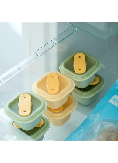 3Pcs Summer DIY Ice Cube Jelly Yogurt Popsicle Maker Mold with Lid &amp; Stick AAB060 (L6.4 x W6.4 x H4.4)cm - Matcha Green