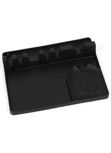 2 in 1 BPA Free Silicone Spoon Rest, Larger Spoon Holder, Silicone Utensil Rest, L - Black