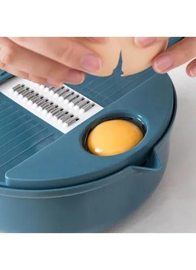 12-in-1 Multifunctional Vegetable Cutter Set Home Kitchen Julienne Shredder Potato Slicer (with FDA, BPA-Free) - Blue