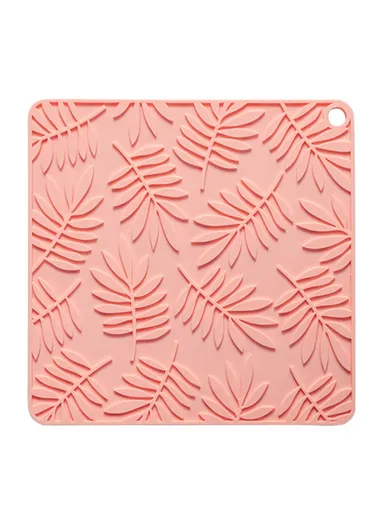17*17cm Leaf Design Silicone Bowl Dish Heat Insulation Pad Dining Table Placemat - Pink