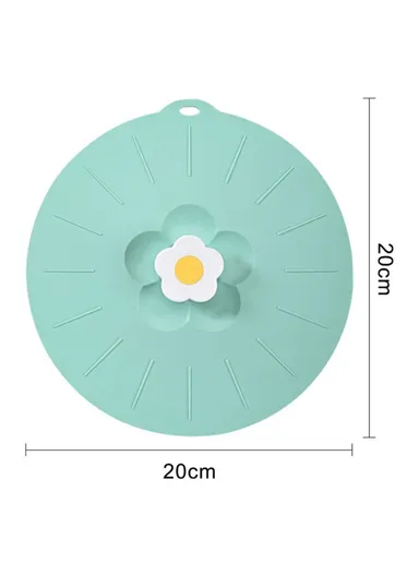 20cm Cute Flower Silicone Fresh-keeping Lid Kitchen Round Bowl Lid - Green