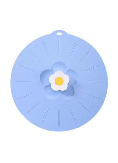 20cm Cute Flower Silicone Fresh-keeping Lid Kitchen Round Bowl Lid - Blue