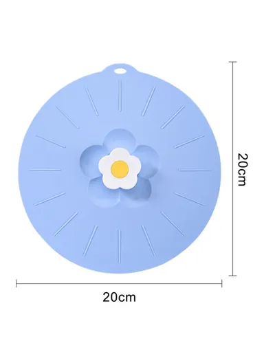 20cm Cute Flower Silicone Fresh-keeping Lid Kitchen Round Bowl Lid - Blue