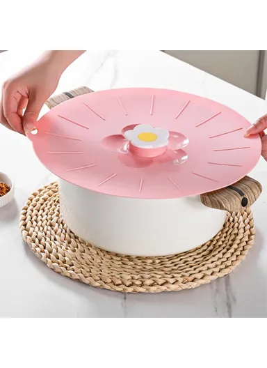 20cm Cute Flower Silicone Fresh-keeping Lid Kitchen Round Bowl Lid - Blue
