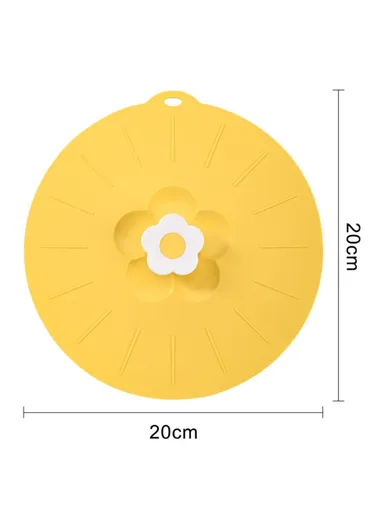 20cm Cute Flower Silicone Fresh-keeping Lid Kitchen Round Bowl Lid - Yellow