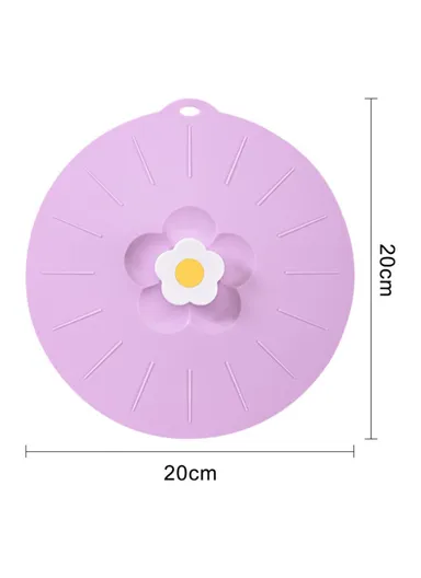 20cm Cute Flower Silicone Fresh-keeping Lid Kitchen Round Bowl Lid - Purple