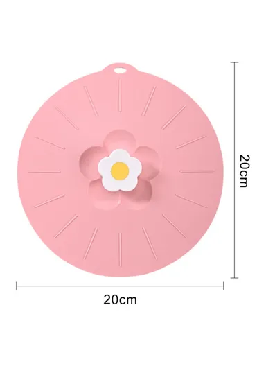 20cm Cute Flower Silicone Fresh-keeping Lid Kitchen Round Bowl Lid - Pink