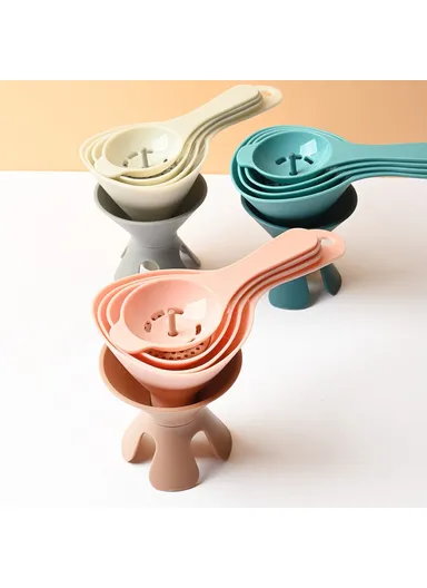 6-in-1 PP Oil Honey Grain Filtering Funnel Egg Separation Kitchen Funnel Set (FDA Certificated, BPA-free) - Pink
