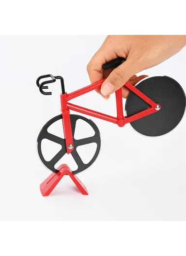 Bike Shape Design Pizza Cutter Kitchen Tool PP + Stainless Steel Pizza Cutting Tool (L19 x W12.5)cm - White