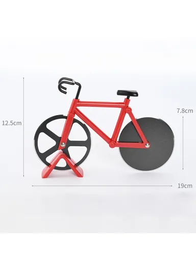 Bike Shape Design Pizza Cutter Kitchen Tool PP + Stainless Steel Pizza Cutting Tool (L19 x W12.5)cm - White