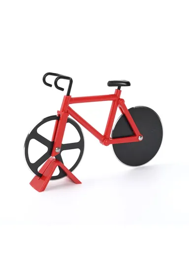 Bike Shape Design Pizza Cutter Kitchen Tool PP + Stainless Steel Pizza Cutting Tool (L19 x W12.5)cm - Red