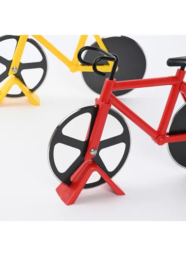 Bike Shape Design Pizza Cutter Kitchen Tool PP + Stainless Steel Pizza Cutting Tool (L19 x W12.5)cm - Red