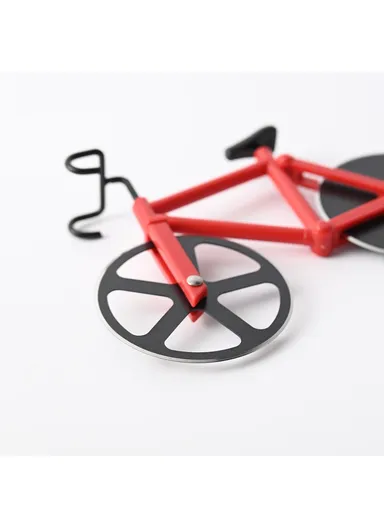 Bike Shape Design Pizza Cutter Kitchen Tool PP + Stainless Steel Pizza Cutting Tool (L19 x W12.5)cm - Red