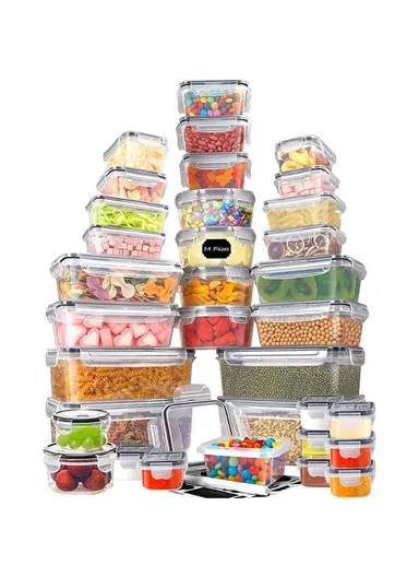 34Pcs Plastic Microwave Oven Lunch Box Refrigerator Fruit Vegetable Sealing Box A354 