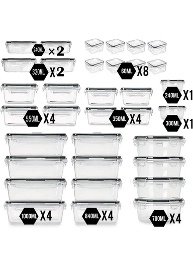 34Pcs Plastic Microwave Oven Lunch Box Refrigerator Fruit Vegetable Sealing Box A354 