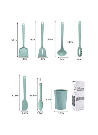 6Pcs Kitchen Utensils Silicone Spatula Ladle Kitchen Cooking Tools Kit with Storage Bucket (FDA Certificated, BPA Free) - Dark Blue