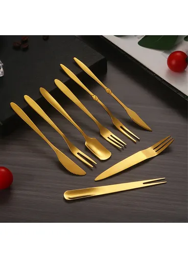 5Pcs / Set Stainless Steel Fork Ice Cream Spoon Kitchen Utensils (BPA Free, No FDA) - Two-Prong Fork