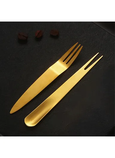 5Pcs / Set Stainless Steel Fork Ice Cream Spoon Kitchen Utensils (BPA Free, No FDA) - Two-Prong Fork