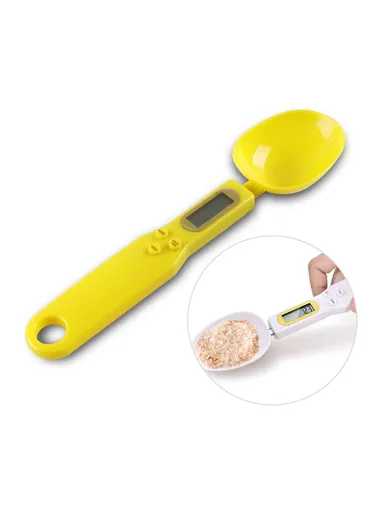 Portable Kitchen Measuring Spoon Food Scale Multi-Function Electronic Digital Spoon Scale With LCD Display (No Battery, Without FDA, BPA-free) - Yellow (L23.3 x W5.7)cm
