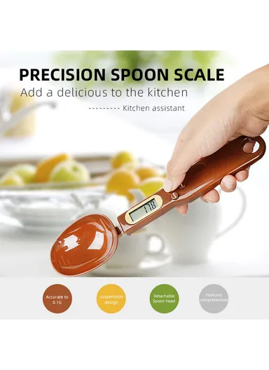 Portable Kitchen Measuring Spoon Food Scale Multi-Function Electronic Digital Spoon Scale With LCD Display (No Battery, Without FDA, BPA-free) - Blue (L23.3 x W5.7)cm