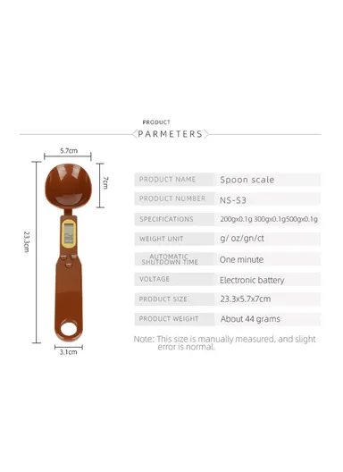 Portable Kitchen Measuring Spoon Food Scale Multi-Function Electronic Digital Spoon Scale With LCD Display (No Battery, Without FDA, BPA-free) - Blue (L23.3 x W5.7)cm