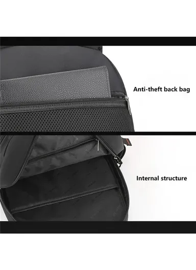 Laptop Backpack Waterproof Nylon Cloth Large Capacity Business Daypack (W31 x D14 x H45)cm - Dark Blue