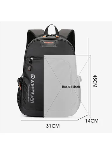 Laptop Backpack Waterproof Nylon Cloth Large Capacity Business Daypack (W31 x D14 x H45)cm - Dark Blue
