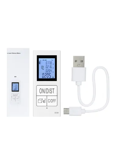 Mini Laser Measurement Tool Rechargeable 30m Range Finder Infrared Digital Laser Distance Meter with Backlit LCD