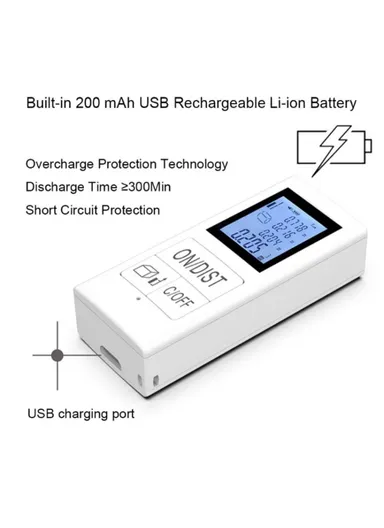 Mini Laser Measurement Tool Rechargeable 30m Range Finder Infrared Digital Laser Distance Meter with Backlit LCD