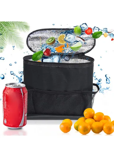 Car Seat Back Oxford Cloth+Aluminum Film Insulated Cooler Bag Drink Fruit Storage Bag B001 (W25 x D10 x H35)cm