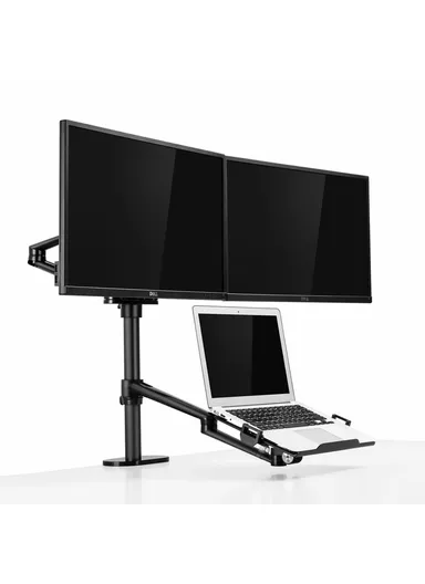 Dual Computer Monitor Riser Bracket Laptop Holder Clip-on Desktop Stand OL-10T