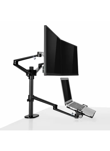Dual Computer Monitor Riser Bracket Laptop Holder Clip-on Desktop Stand OL-10T