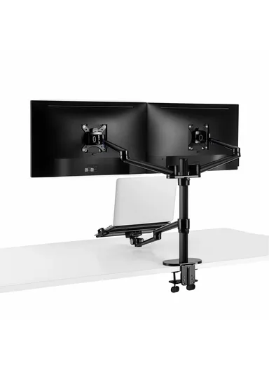 Dual Computer Monitor Riser Bracket Laptop Holder Clip-on Desktop Stand OL-10T