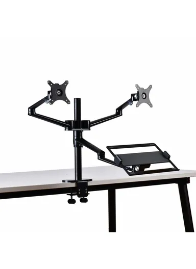 Dual Computer Monitor Riser Bracket Laptop Holder Clip-on Desktop Stand OL-10T