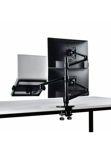 Dual Computer Monitor Riser Bracket Laptop Holder Clip-on Desktop Stand OL-10T