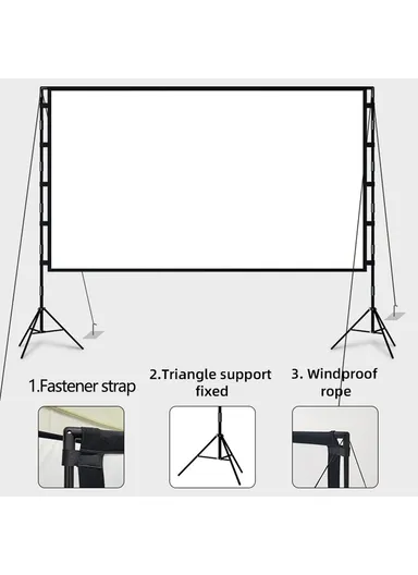 16:9 84-inch Folded HD Projector Screen Outdoor High Resolution Projection Screen Cloth with Portable Bracket