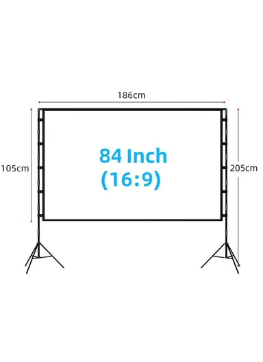 16:9 84-inch Folded HD Projector Screen Outdoor High Resolution Projection Screen Cloth with Portable Bracket