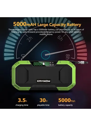 Portable IPX6 Waterproof Hand Crank Emergency Solar Radio Bluetooth Speaker with LED Light