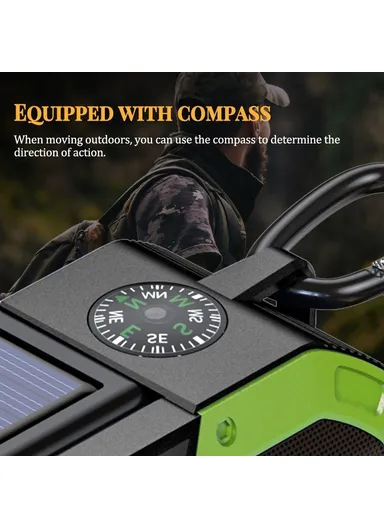 Portable IPX6 Waterproof Hand Crank Emergency Solar Radio Bluetooth Speaker with LED Light