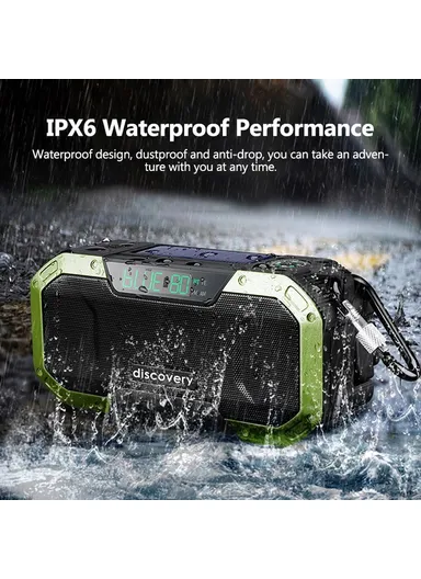 Portable IPX6 Waterproof Hand Crank Emergency Solar Radio Bluetooth Speaker with LED Light