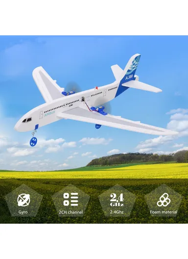 RC Airplane For Kids 2.4GHz 2CH Small Plane DIY Flight Toys For Kids Boys A380 