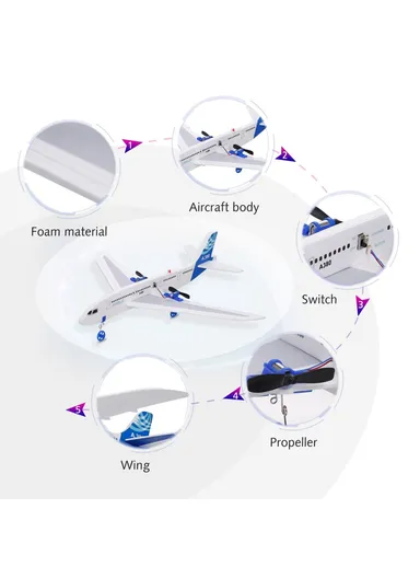 RC Airplane For Kids 2.4GHz 2CH Small Plane DIY Flight Toys For Kids Boys A380 