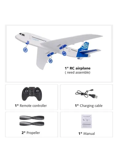 RC Airplane For Kids 2.4GHz 2CH Small Plane DIY Flight Toys For Kids Boys A380 