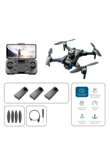 Drone with Camera with 3 Battery 720P HD FPV Camera Remote Control Toys Brushless Motor Aircraft LS-S4S 