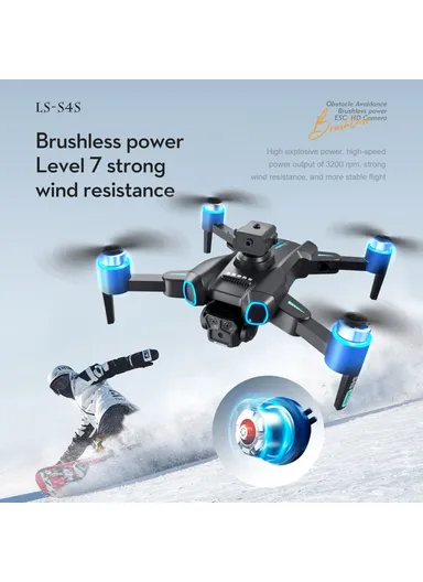 Drone with Camera with 3 Battery 720P HD FPV Camera Remote Control Toys Brushless Motor Aircraft LS-S4S 