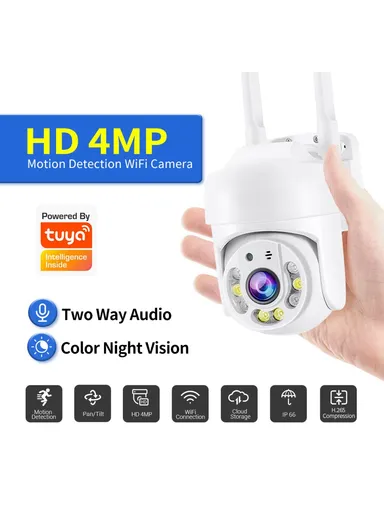 Tuya H.265 Wireless WiFi Camera 4MP Two-Way Voice Night Vision Camera with Motion Detection TY114 