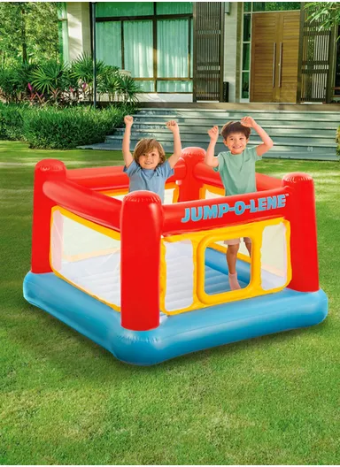 3+ Inflatable Jump-O-Lene Indoor or Outdoor Playhouse Trampoline Bounce Castle House with Crawl-Thru Door &amp; Net 48260 (L174 x W174 x H112)cm