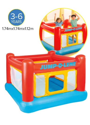 3+ Inflatable Jump-O-Lene Indoor or Outdoor Playhouse Trampoline Bounce Castle House with Crawl-Thru Door &amp; Net 48260 (L174 x W174 x H112)cm